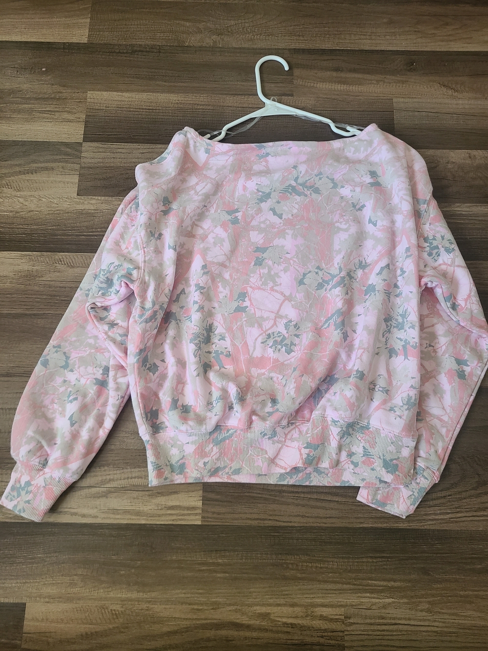Zoe + Liv Pink and Gray Floral Crewneck Sweater